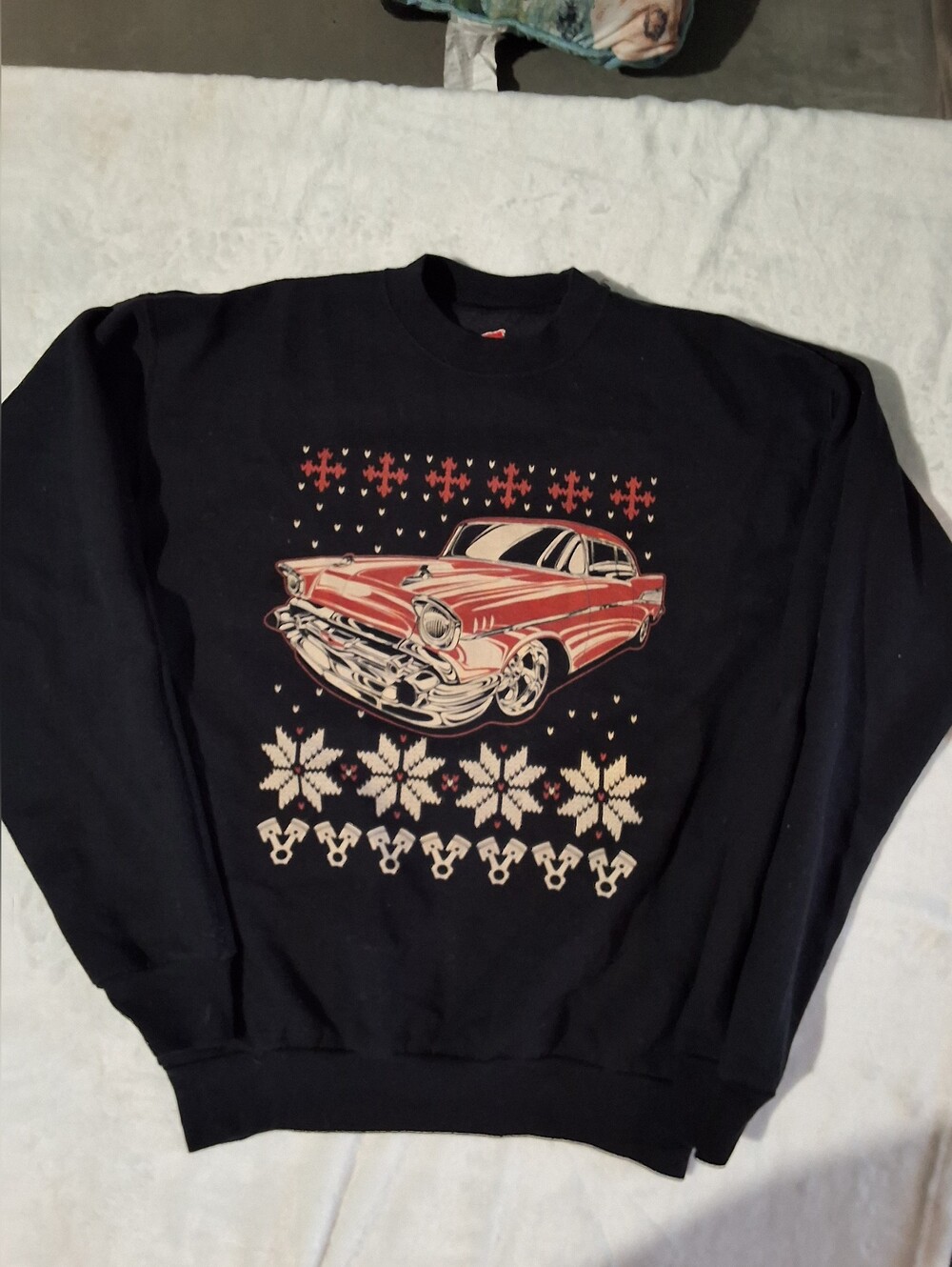 Hanes Black Sweatshirt with Red Classic Car Graphic